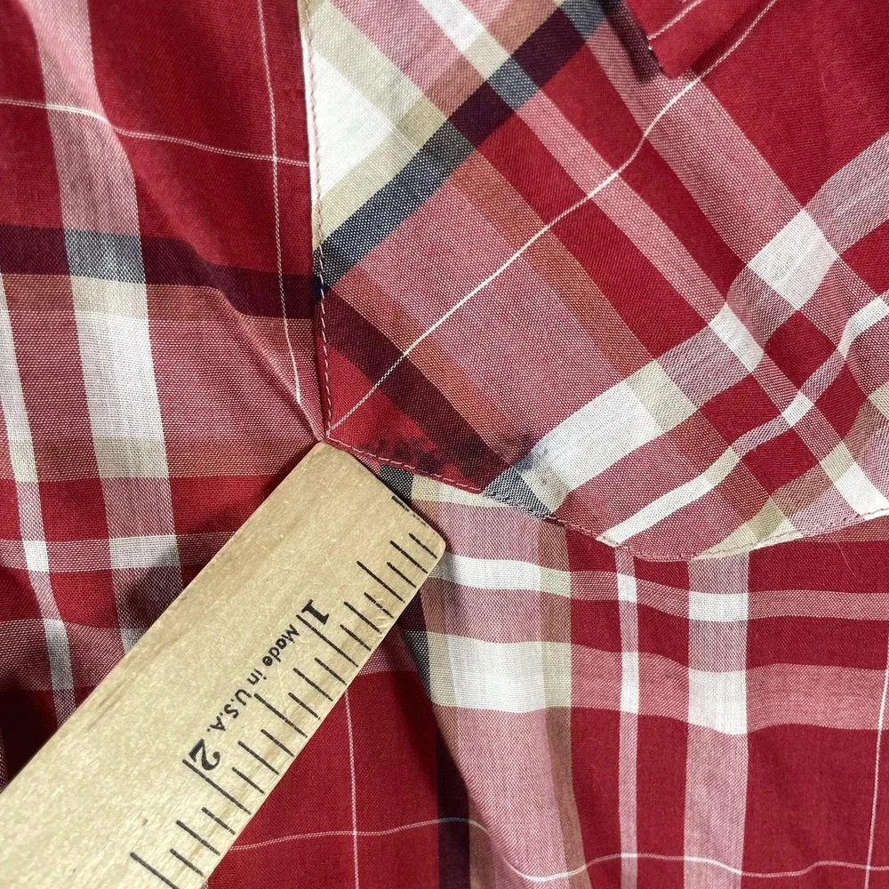 Ely Cattleman Shirt Mens XL Red Plaid Short Sleeve Pearl Snap Button Up Western - Picture 5 of 12